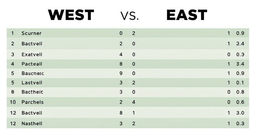 West vs East Match Player Stats